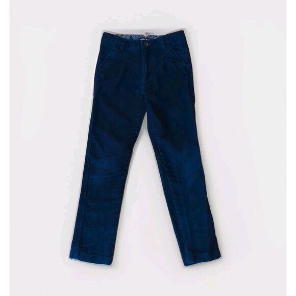 Mini Boden Pants Kids Girls 8Y Blue Skinny Pleated Velvet Soft Adjustable Waist - Picture 1 of 8